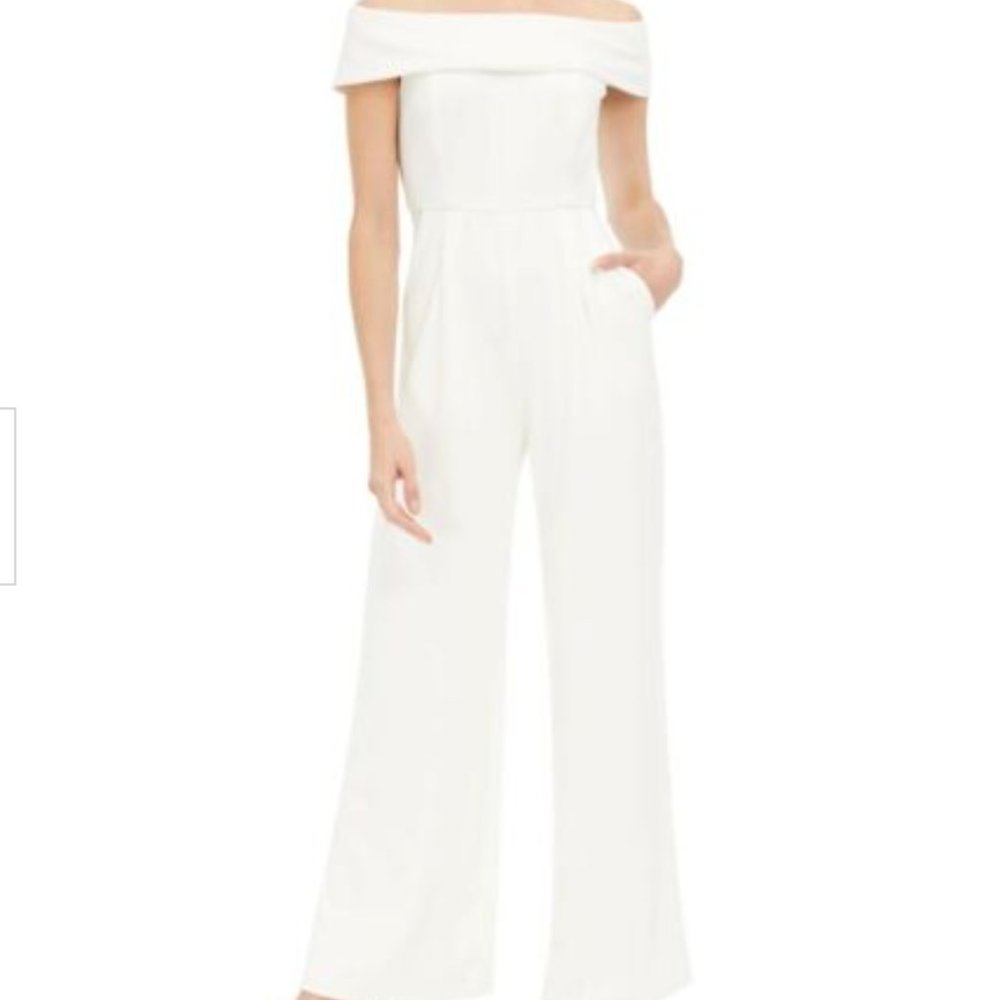 NWT CALVIN KLEIN White Off Shoulder Jumpsuit